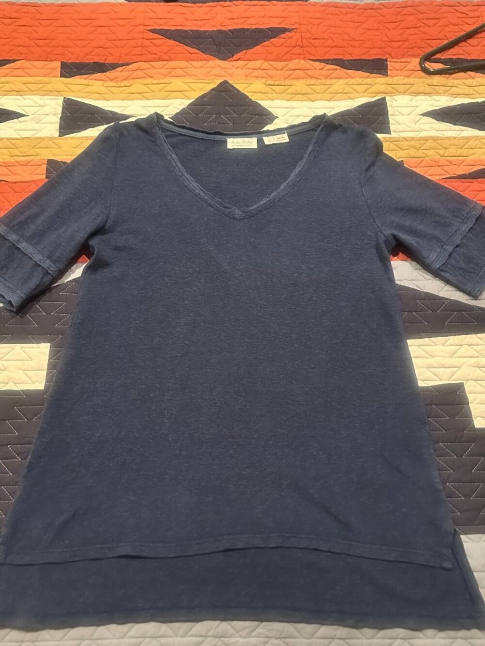 Anthropologie Linen Blend, blue top, XS